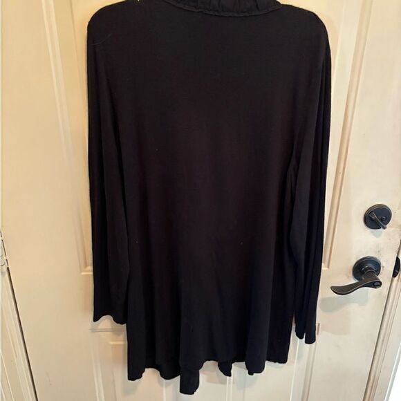 Chicos Rufflled Trim Tie Cardigan in Black size 3 or L - Picture 8 of 9